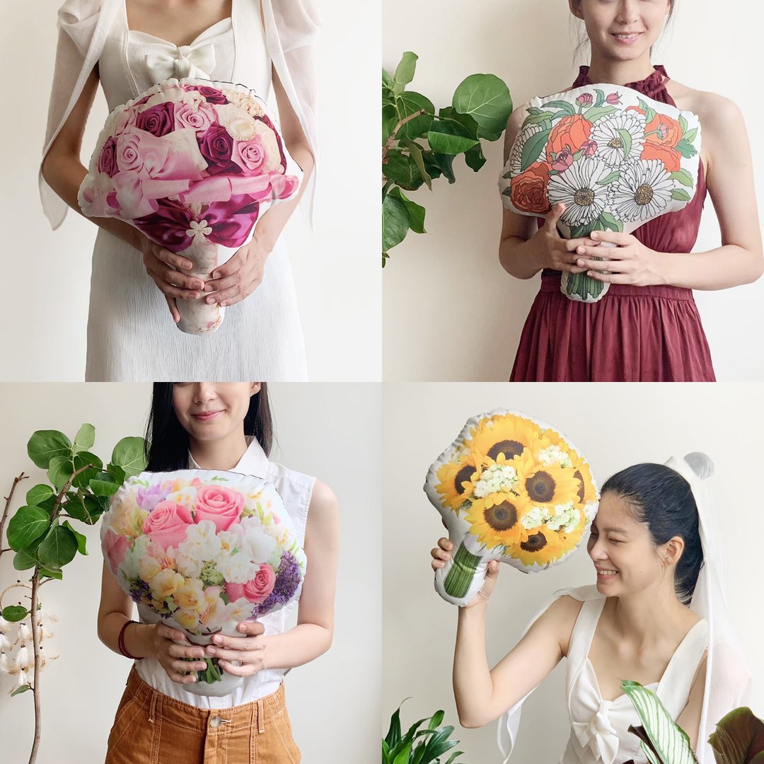 【捧花抱枕系列B】向日葵/珠宝/乡村风/插画捧花抱枕 - 干燥花/捧花 - 其他材质 橘色