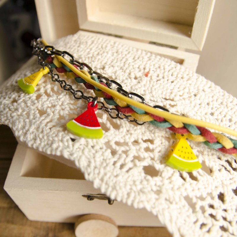 西瓜/多层次手链/记得夏天爱吃西瓜的你 - 手链/手环 - 压克力 黄色