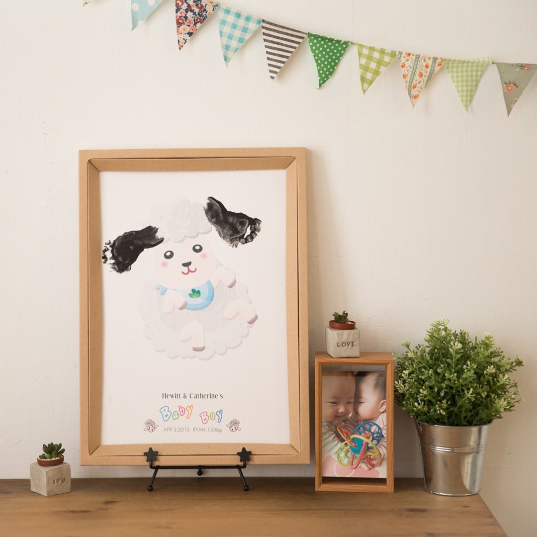 【小手画 / 小脚画 婴幼儿成长纪念框】Animal sign – Sheep Baby <内附双色颜料> - 其他 - 纸 粉红色