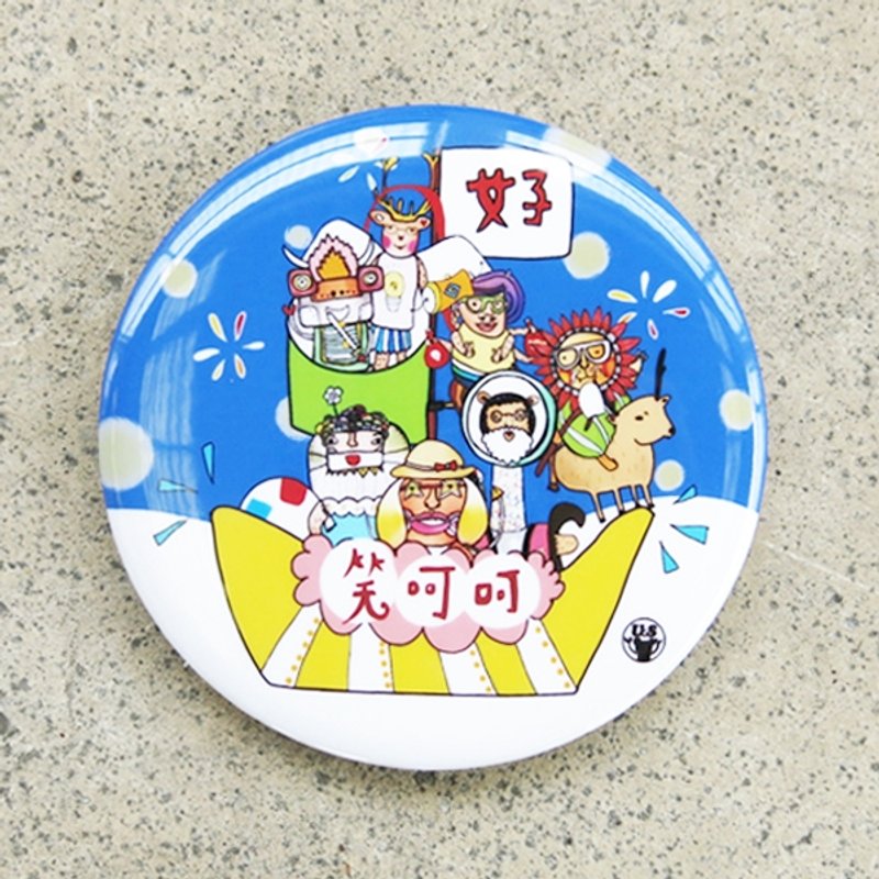 超大胸章·七福星【好事来。笑呵呵】 徽章 - 徽章/别针 - 其他金属 黄色