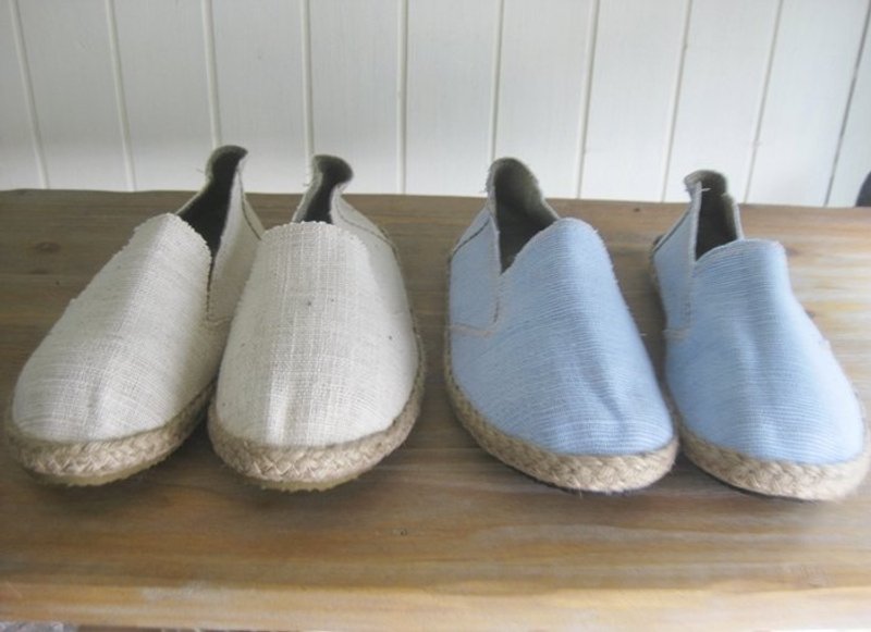 Happy feet 手工麻布鞋 懒人鞋 - 女款休闲鞋 - 植物．花 