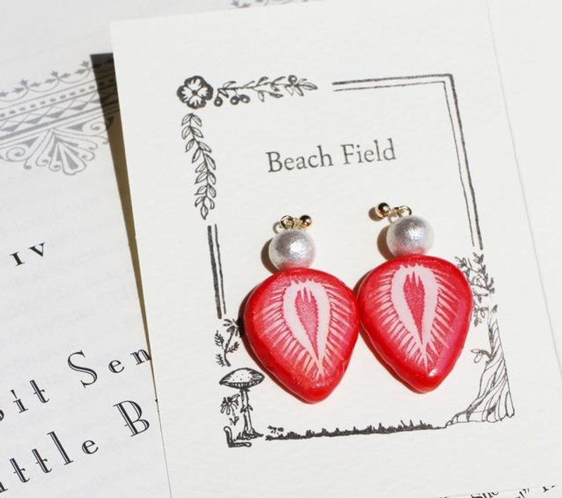 草莓耳环 14 K 金 （草莓＋草莓） - 耳环/耳夹 - 其他金属 红色