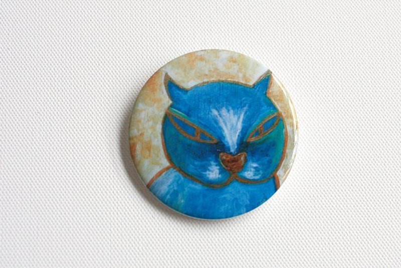 Kami插画可爱别针-蓝猫 - 胸针 - 其他材质 蓝色