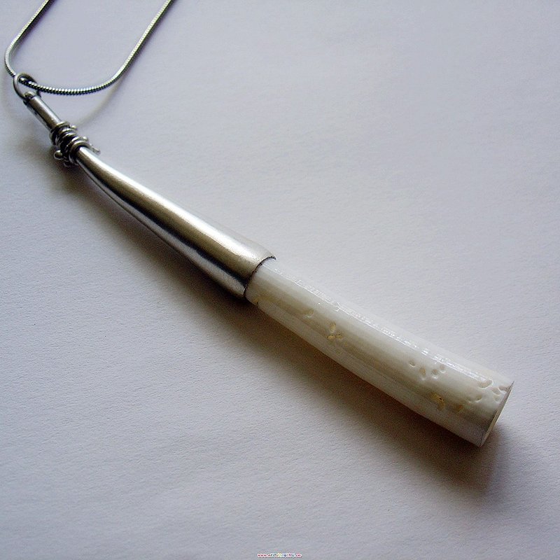 小天使的传声筒~纯银镶贝壳艺术坠饰项链限量品, 爱自己幸福中 - 项链 - 贝壳 