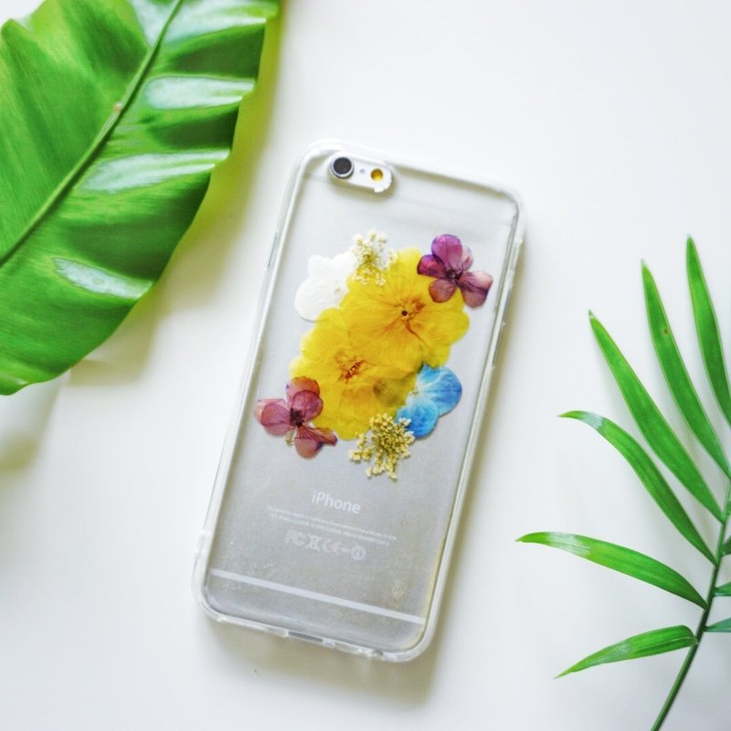 简约淡雅系列-小黄花// 植物标本 押花手机壳 iphone 5/5s/SE/6/6s/6 plus/6s plus/7/7plus/Samsung S4/S5/S6/S6Edge/S7/S7Edge/Note3/Note4/Note5 - 手机壳/手机套 - 硅胶 蓝色