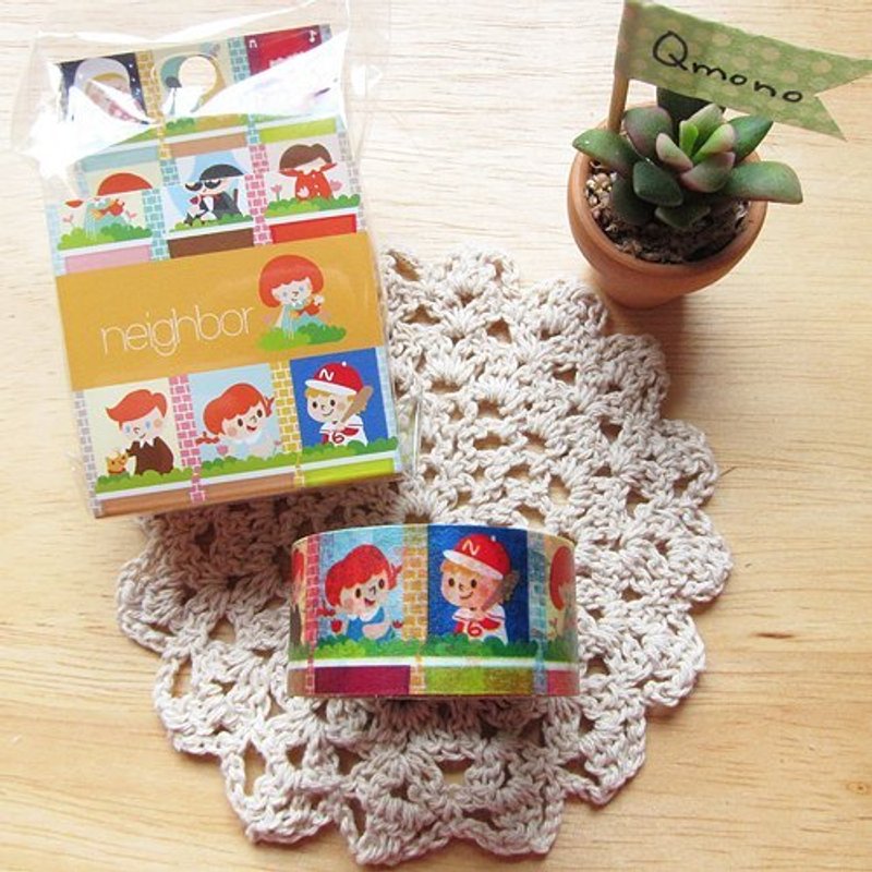 Qmono x Nicko妮可 联名纸胶带【Neighbor (QMT-N10)】小窗台 - 纸胶带 - 纸 多色