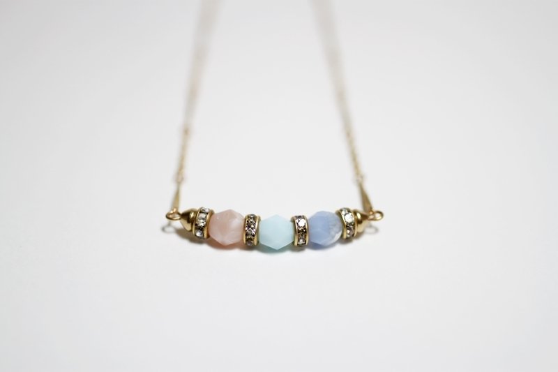 圣诞节快乐全馆9折 微凉的秋 粉肤天蓝古典黄铜碎钻天然石项链 长链/短链/锁骨链 - 锁骨链 - 其他金属 蓝色