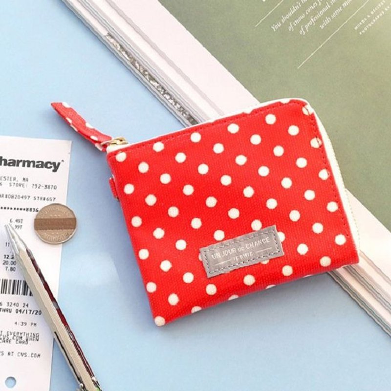 俏皮母亲节5折- iconic-几何图腾转角拉链皮夹-点点-热情红,ICO83313 - 皮夹/钱包 - 真皮 红色