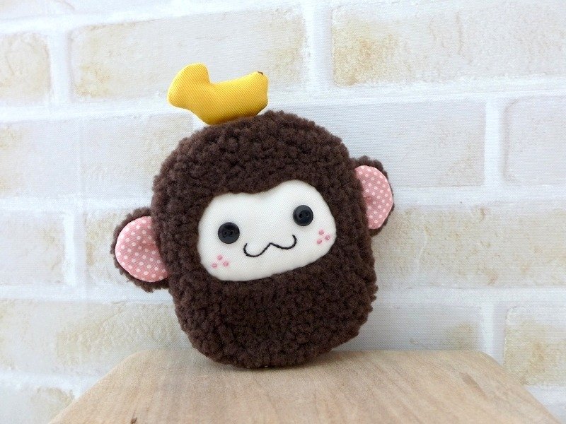 猴子 钥匙包 (咖啡色) - 钥匙链/钥匙包 - 棉．麻 