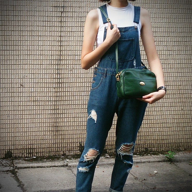 夕卡 Shika // Borsalini绿色荔枝纹侧背小包  {A1-179} - 侧背包/斜挎包 - 其他材质 绿色