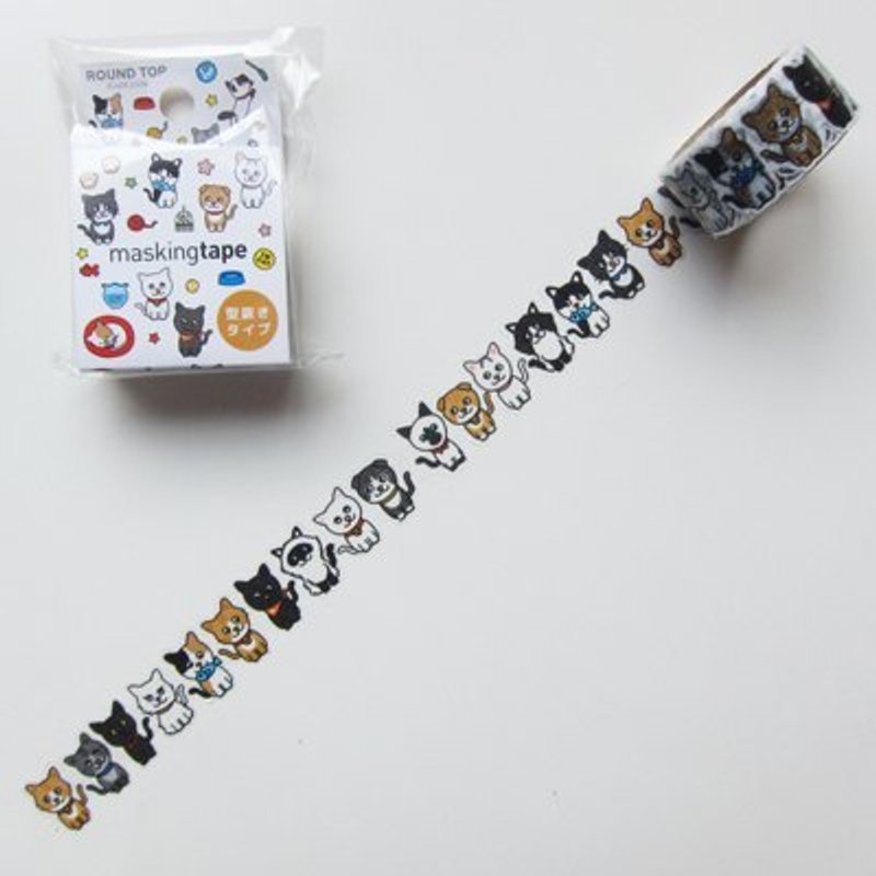 ROUND TOP 日本和纸胶带　　　　(RT-MK-003 可爱猫咪) - 纸胶带 - 纸 多色
