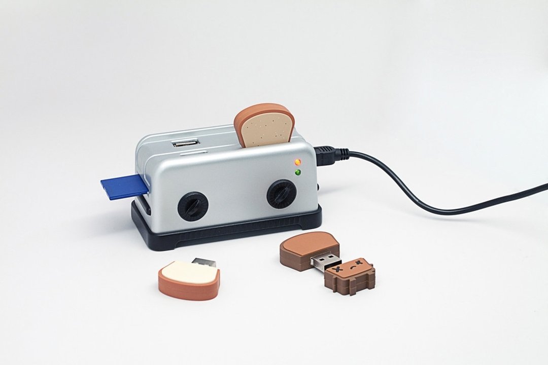 烤吐司机 USB HUB + 吐司宝宝USB组合 - U盘 - 塑料 灰色