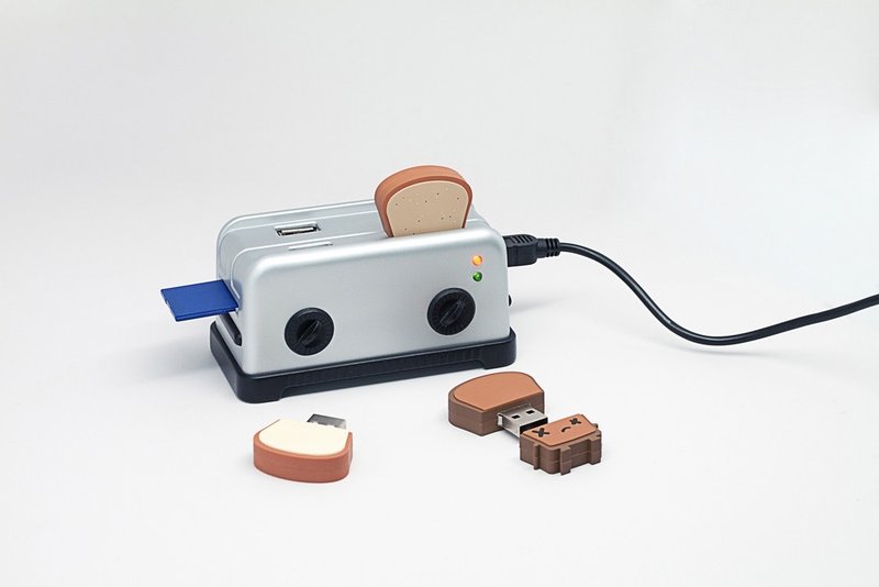 烤吐司机 USB HUB + 吐司宝宝USB组合 - U盘 - 塑料 灰色