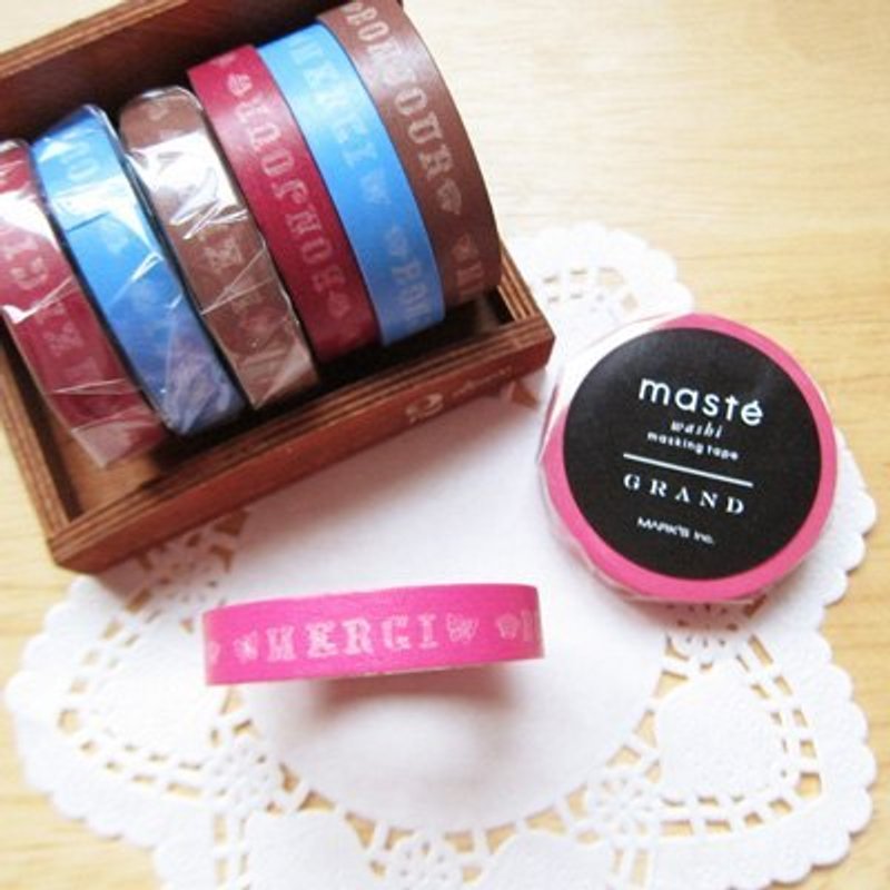 maste Masking Tape 和纸胶带【Bonjour-桃红 (MSG-MKT12-PK)】 - 纸胶带 - 纸 粉红色