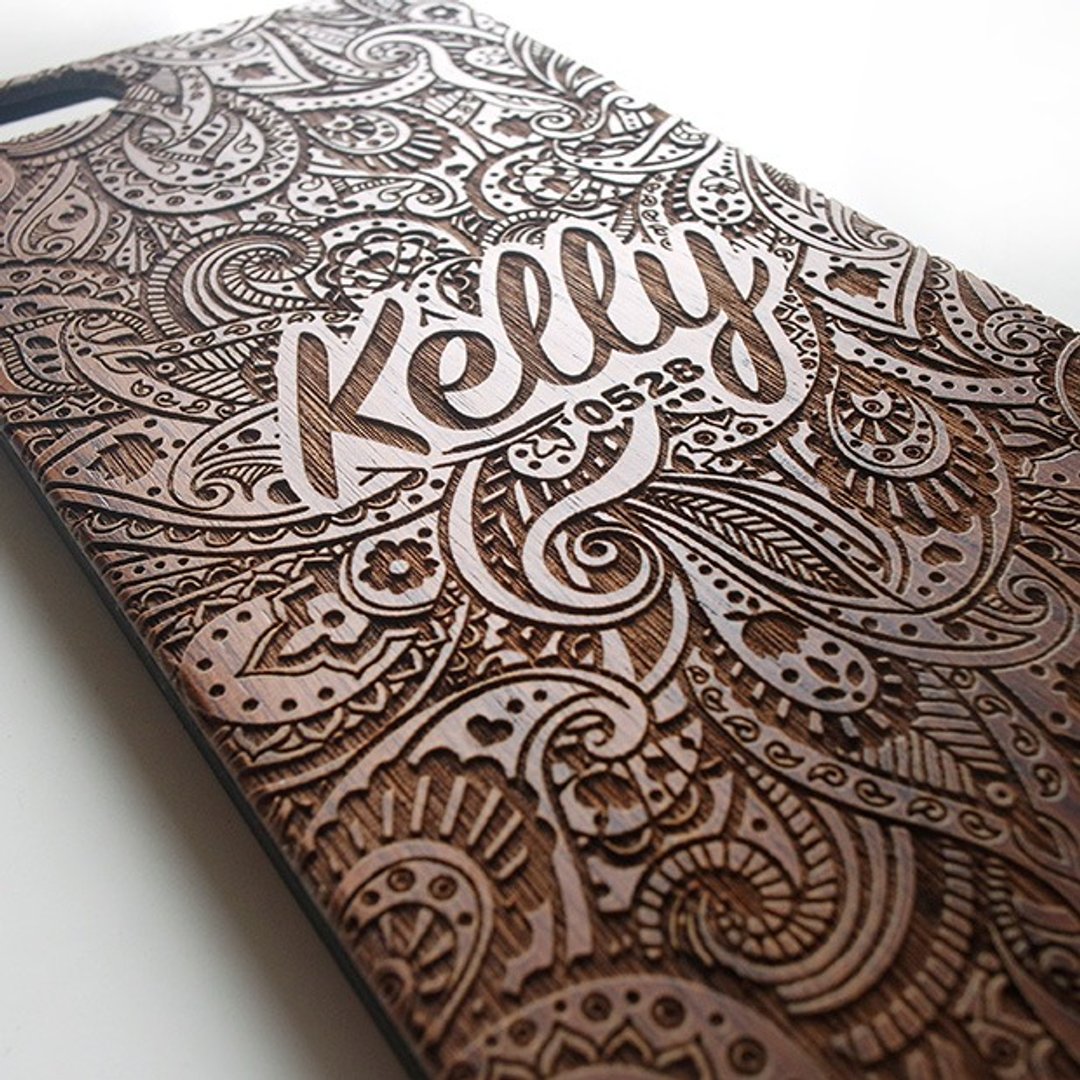 定制化真木雕刻 iPhone 7 / 7 Plus / 6 / 6s / iPhone 6 Plus / iPhone 6s Plus 手机壳 Paisley - 手机壳/手机套 - 木头 咖啡色