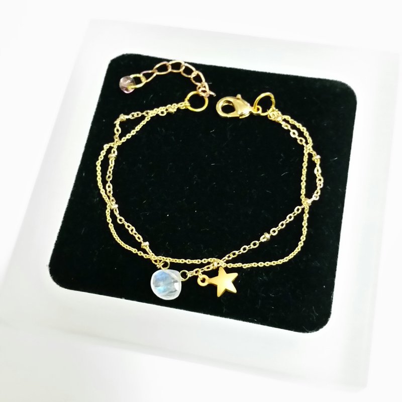 星星，蓝光月亮石 镀金手链 - 手链/手环 - 宝石 蓝色