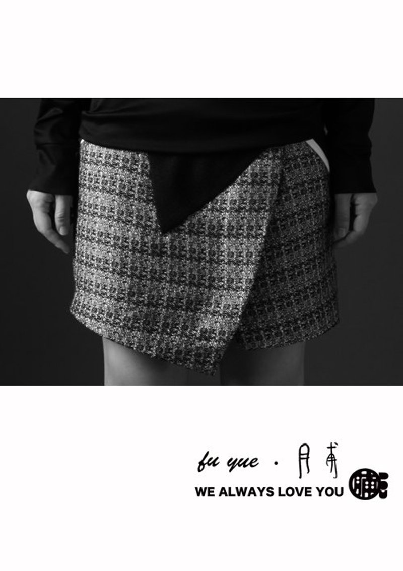 [甫月 fu yue] 黑色毛呢短裙 SK003 - 裙子 - 其他材质 