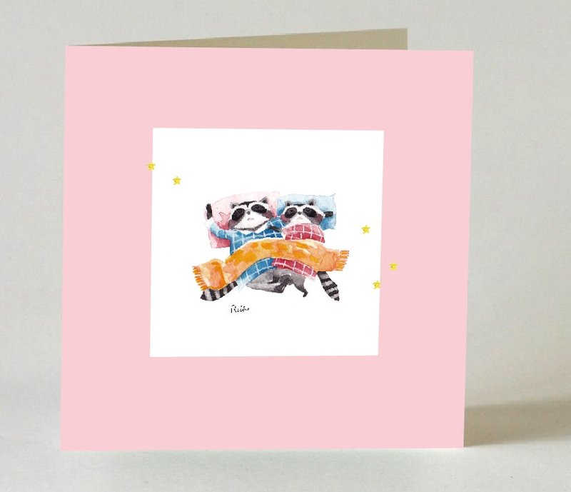 浣熊 No more nightmare 爱你卡 - 卡片/明信片 - 纸 粉红色