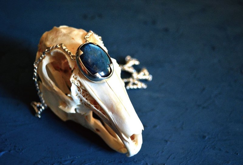 订制系列- 拉长石/项链/纯银 - 项链 - 其他金属 蓝色