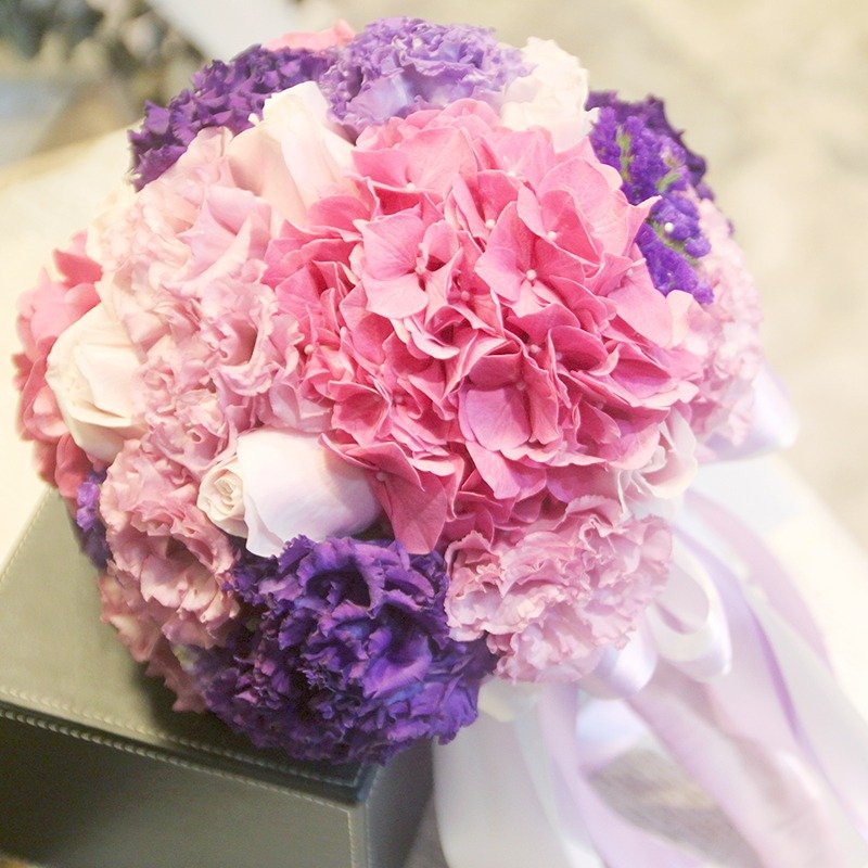 漫花草-粉紫色系新娘捧花 定制化婚礼捧花 欧式鲜花捧花 - 胸针 - 植物．花 粉红色