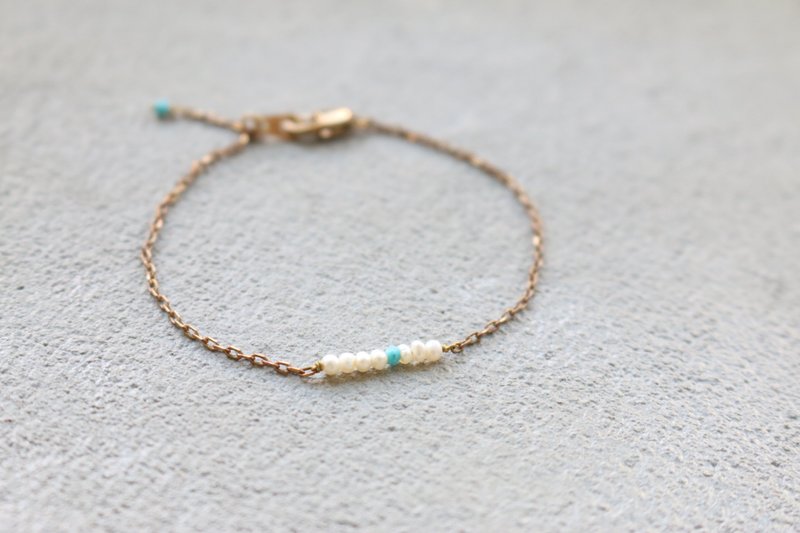 <☞ HAND IN HAND ☜> 土耳其石-小串烧 黄铜手链（0123） - 手链/手环 - 宝石 绿色