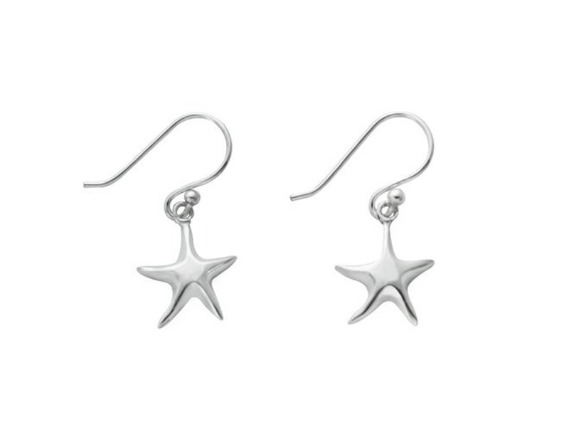 海洋之星 纯银耳勾式耳环 - 耳环/耳夹 - 其他金属 灰色