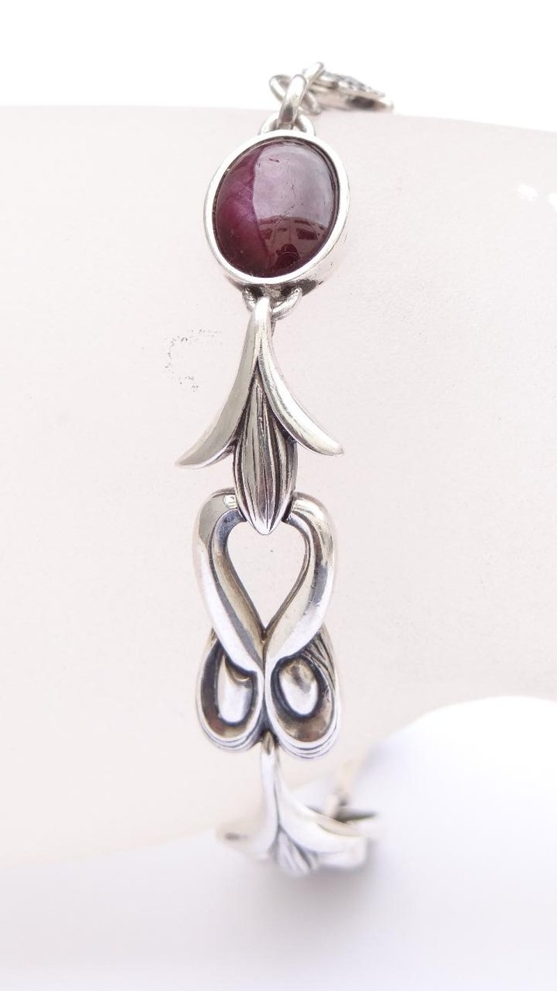 -星光红宝石 植物风手链- 纯银手链 - 手链/手环 - 其他金属 