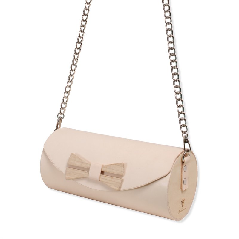 木圆筒包 (原色) / 圆筒包 / 皮革圆筒包 / 圆筒袋 - 侧背包/斜挎包 - 木头 白色