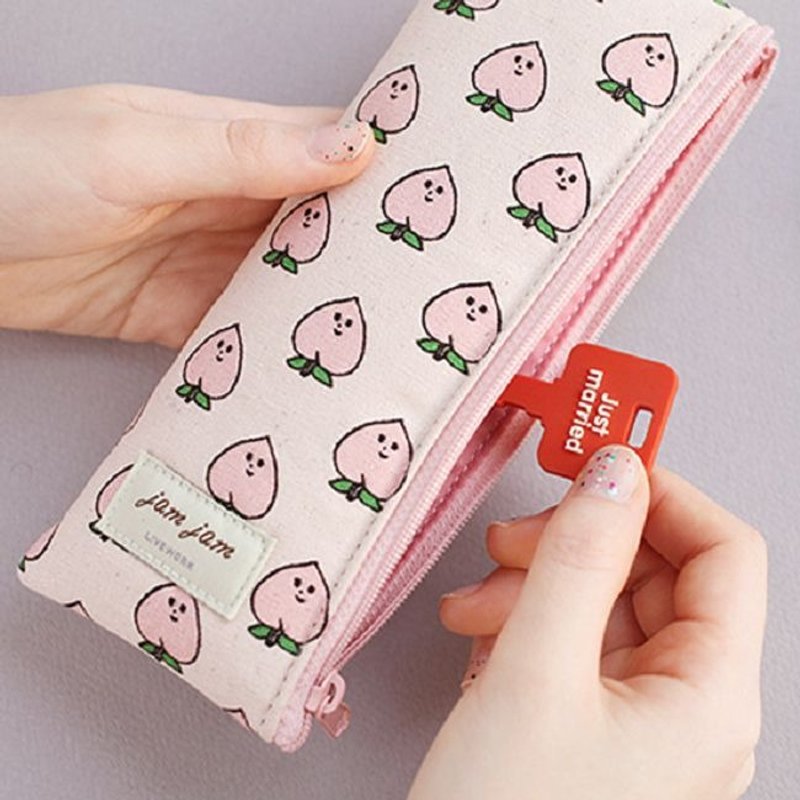 Dessin x Livework-JAM JAM帆布织带收纳笔袋-桃子小姐,LWK93413 - 铅笔盒/笔袋 - 其他材质 粉红色