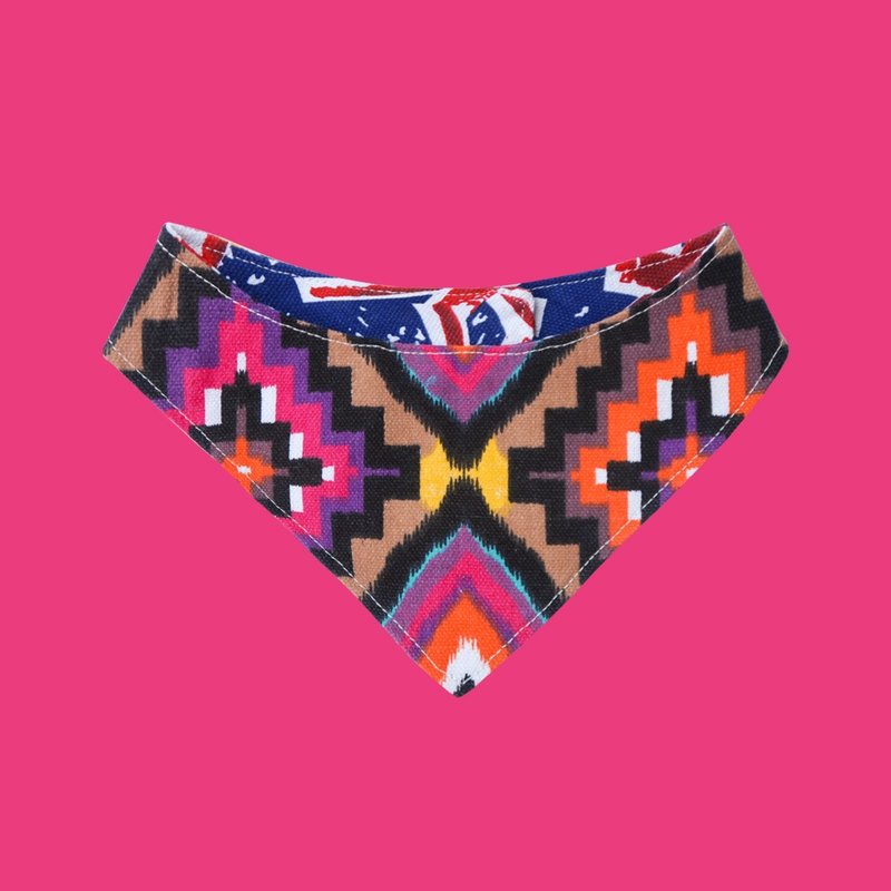 宠物手作服-夏日民族桃色摇滚双面领巾 - 衣/帽 - 其他材质 粉红色