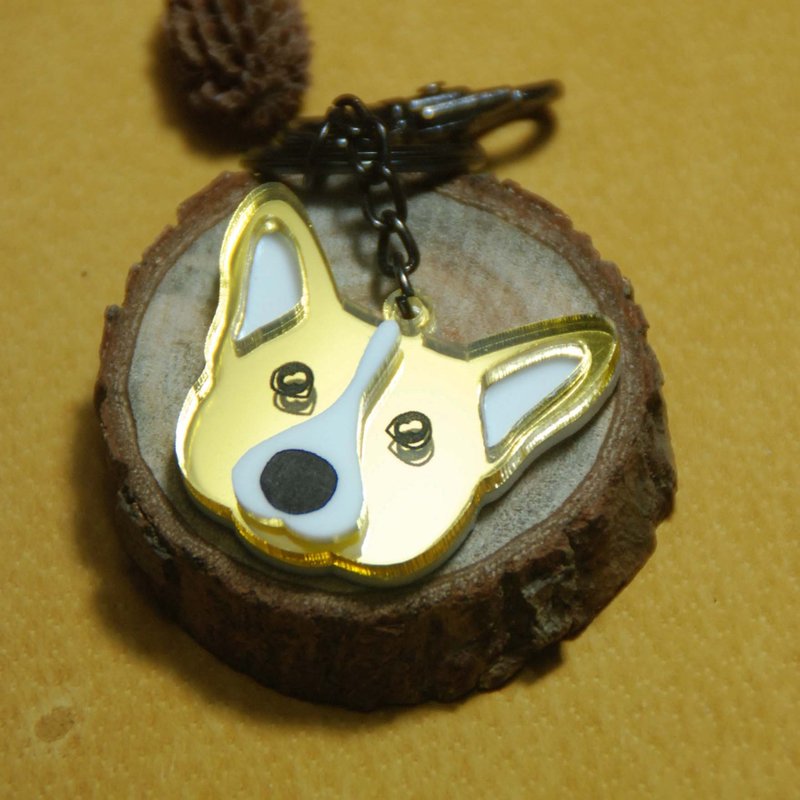 毛小孩在身边钥匙圈/柯基犬/金色款 - 钥匙链/钥匙包 - 压克力 金色