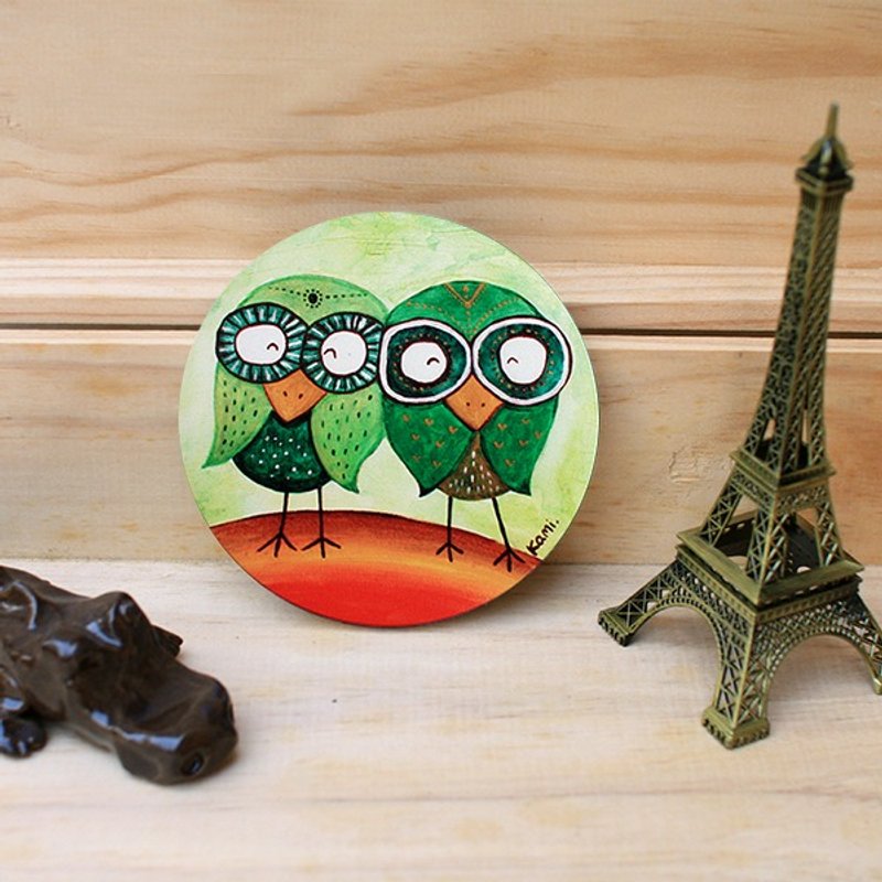 Kami陶瓷吸水杯垫-彩虹猫头鹰 - 杯垫 - 其他材质 绿色