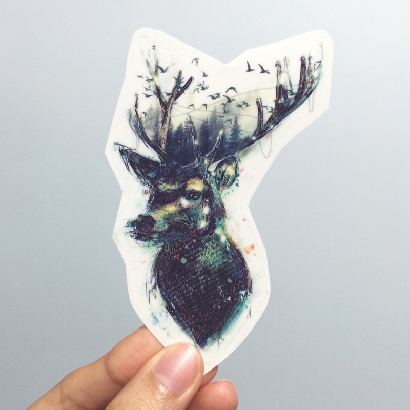 鹿 透明贴纸 (Deer Sticker) - 卡片/明信片 - 纸 多色