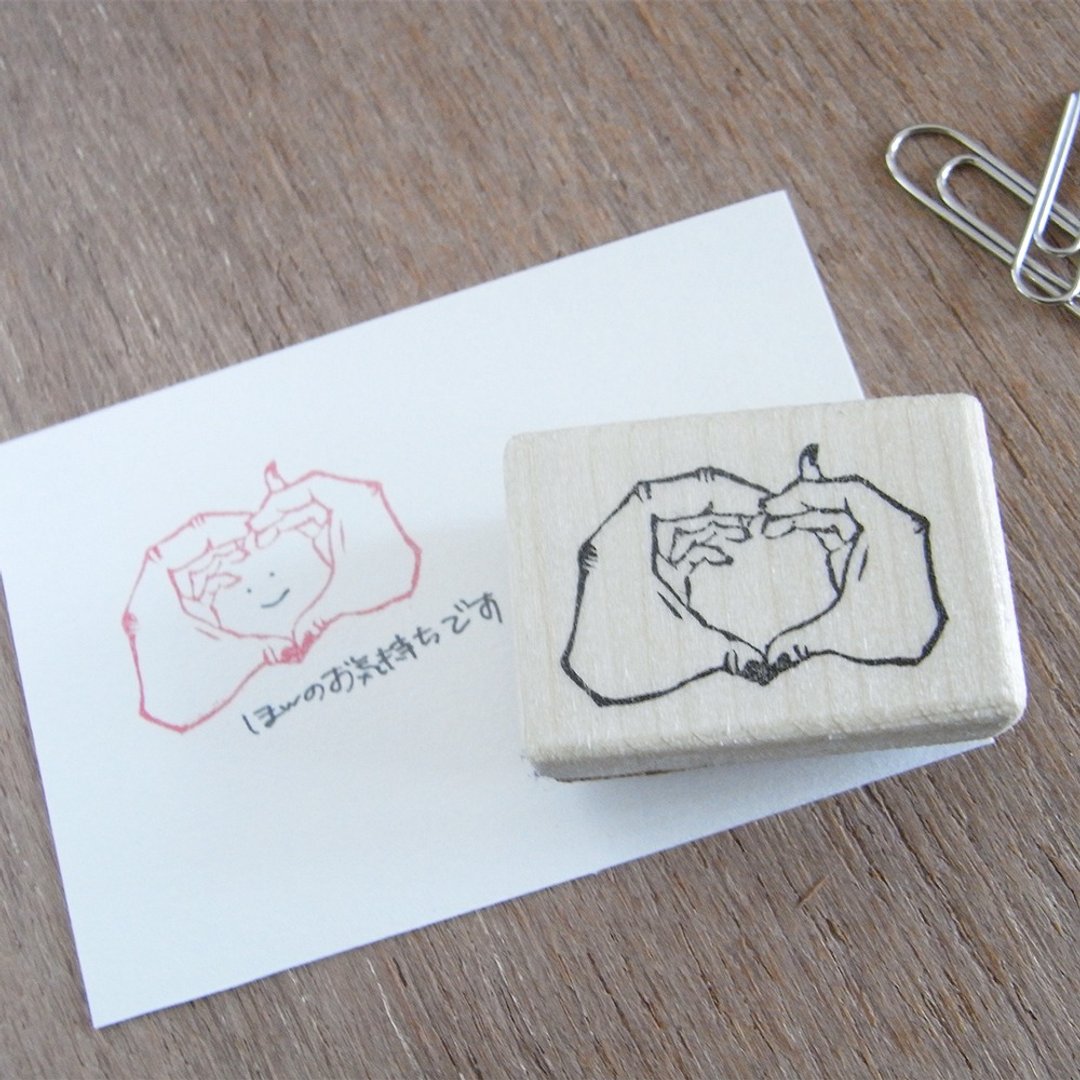 Handmade rubber stamp Heart - 印章/印台 - 橡胶 卡其色