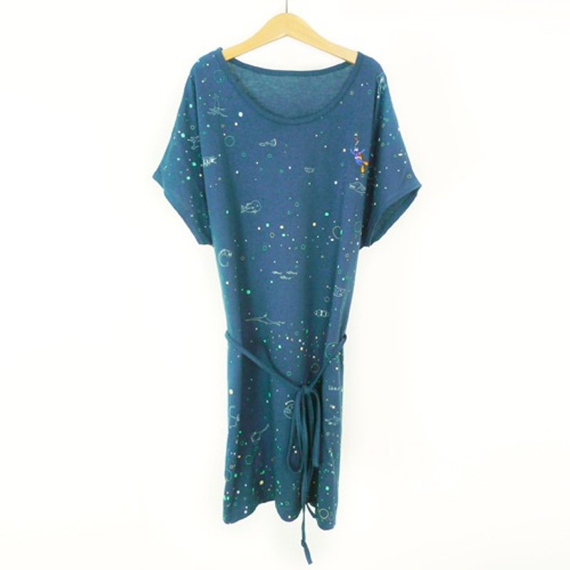 Urb【潜水员】女/方形绑绳多穿款 - 洋装/连衣裙 - 棉．麻 蓝色