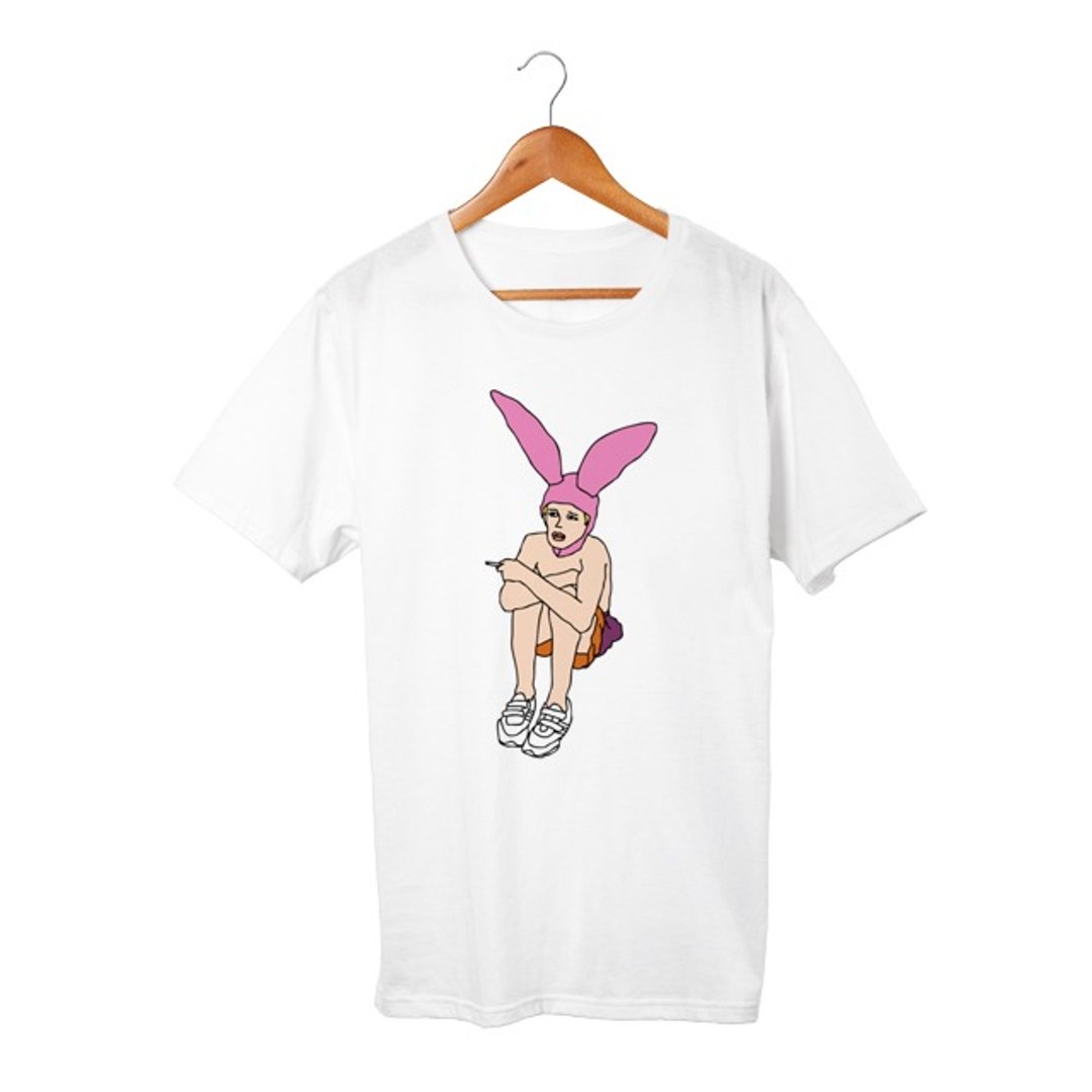 Bunny boy #4 T-shirt - 中性连帽卫衣/T 恤 - 棉 白色