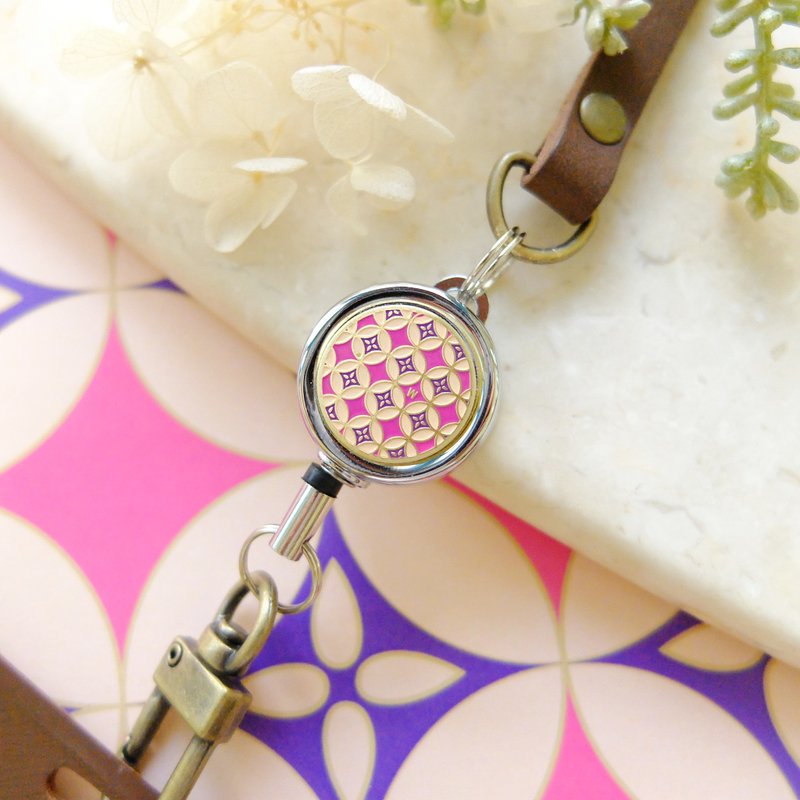 杜丽朵窗花,伸缩识别证 珐琅拉环 - 证件套/卡套 - 真皮 粉红色