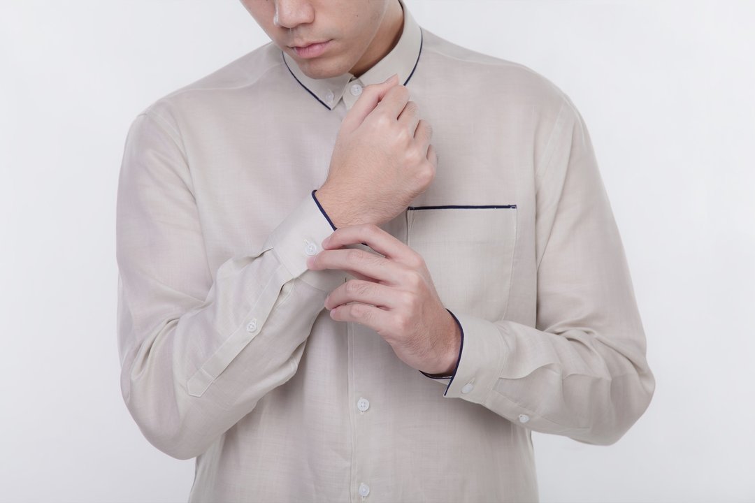 Double collar long sleeve shirt - 男装衬衫 - 其他材质 卡其色