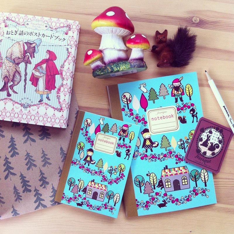 Little Red Riding Hood striped note book size A5 and A6 (2 per one size Seth). - 笔记本/手帐 - 纸 多色