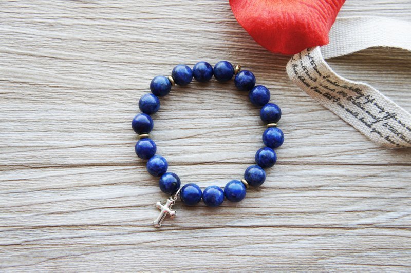 IF+｜天天天蓝：9mm青金石纯银配饰弹性手环 - 手链/手环 - 宝石 蓝色