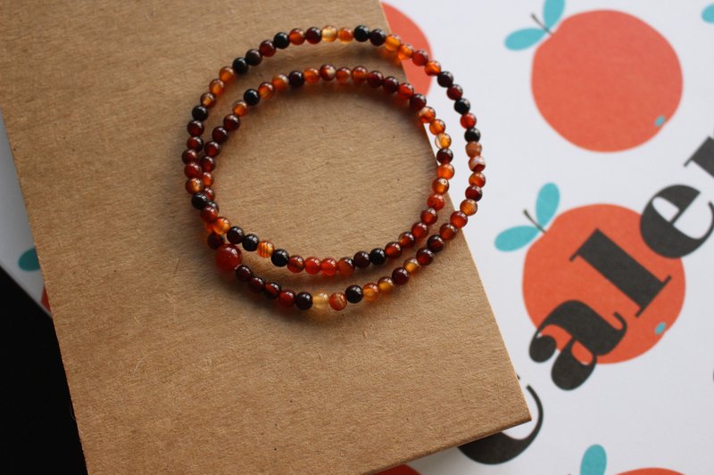 108 perles   琥珀玛瑙双圈手链 4mm - 金工/饰品 - 宝石 金色