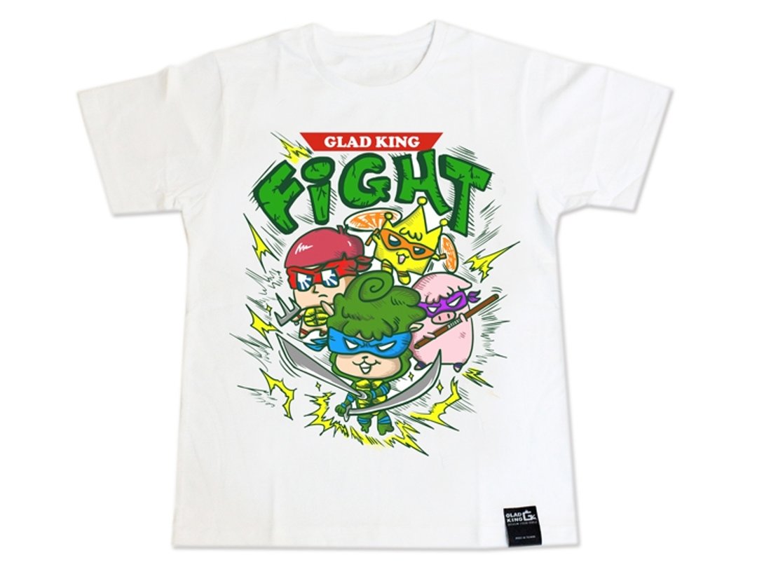 草泥马专卖店GLAD KING 【白色短袖T恤 忍者龟草泥马&粉红QQ猪 】 - 男装上衣/T 恤 - 其他材质 绿色