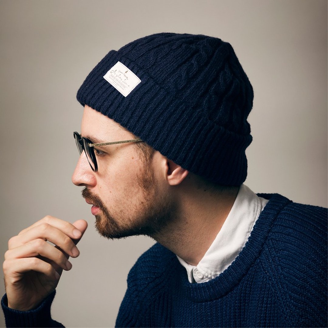 日本制造Gimixed麻花卷针织毛帽-Draron Cable Watch Cap - 帽子 - 其他材质 黑色