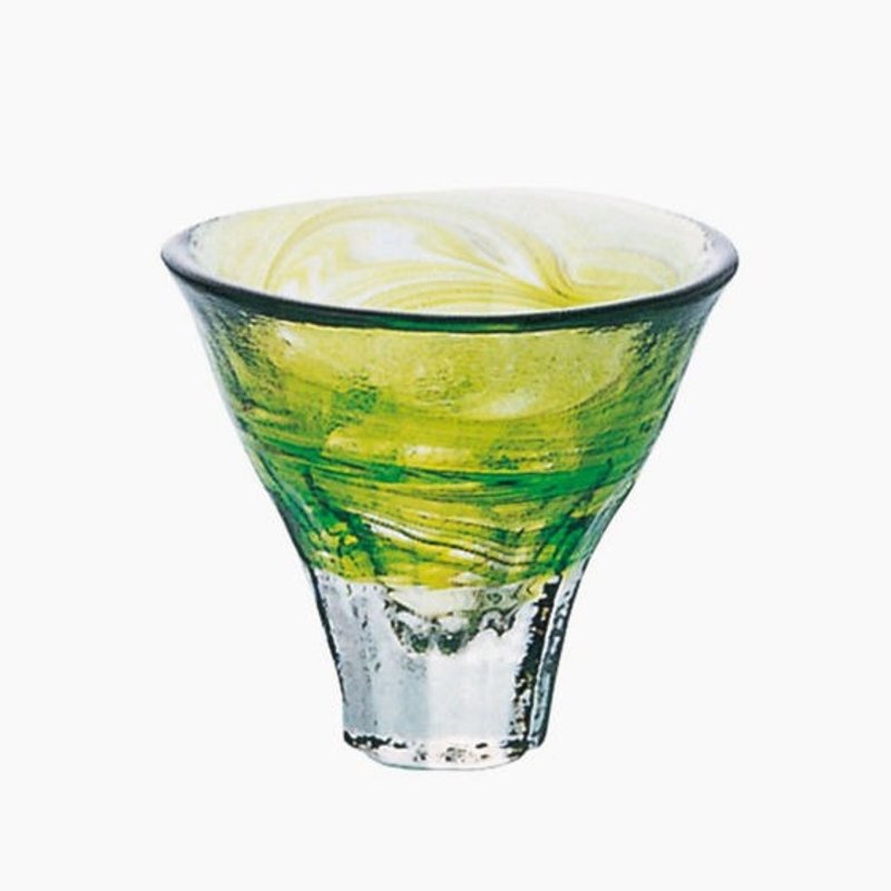 55cc【MSA 日本手工杯】(藻绿)日本进口津軽手工杯 手作宽口清酒杯 津軽びいどろ タンブラ - 茶具/茶杯 - 玻璃 绿色