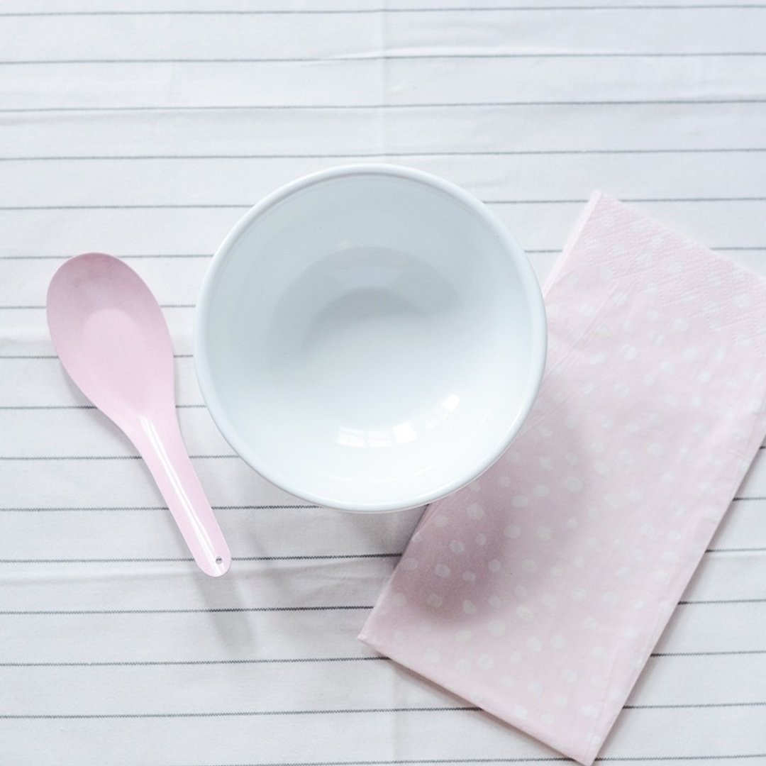 ::圣诞快乐::缤纷派对组 :白色小碗＋粉红短汤匙 - 茶具/茶杯 - 珐琅 白色