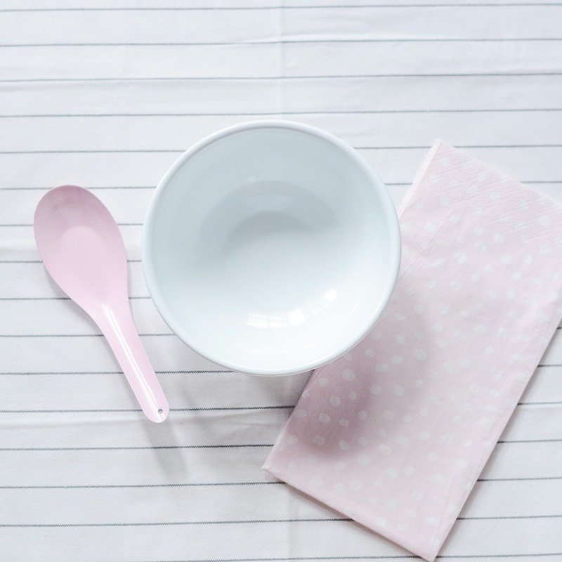 ::圣诞快乐::缤纷派对组 :白色小碗＋粉红短汤匙 - 茶具/茶杯 - 珐琅 白色
