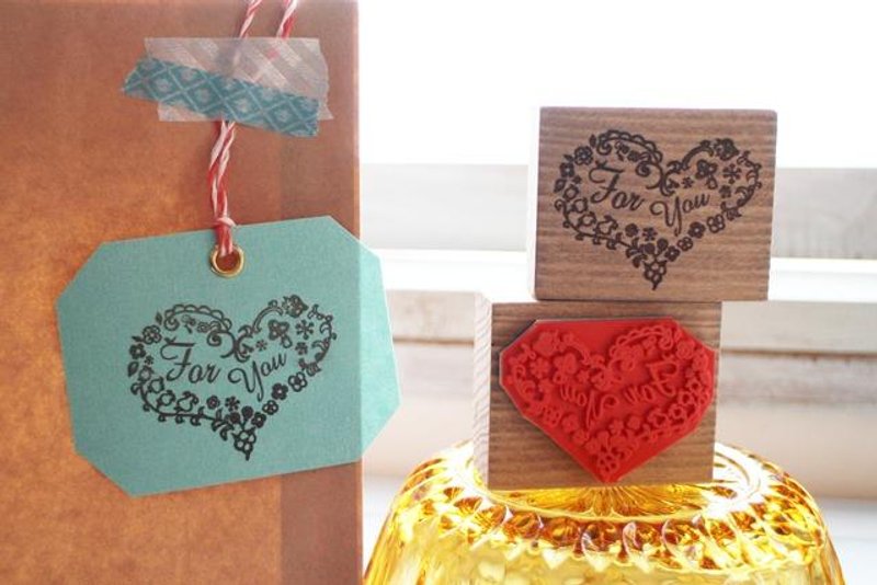 【好评加售】爱心“For You”木头印章 - 印章/印台 - 木头 咖啡色