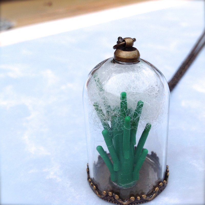 杰克魔豆树/项链 玻璃盅 大树 长大 童话 云朵 礼物 植物 乐高 - 项链 - 玻璃 绿色