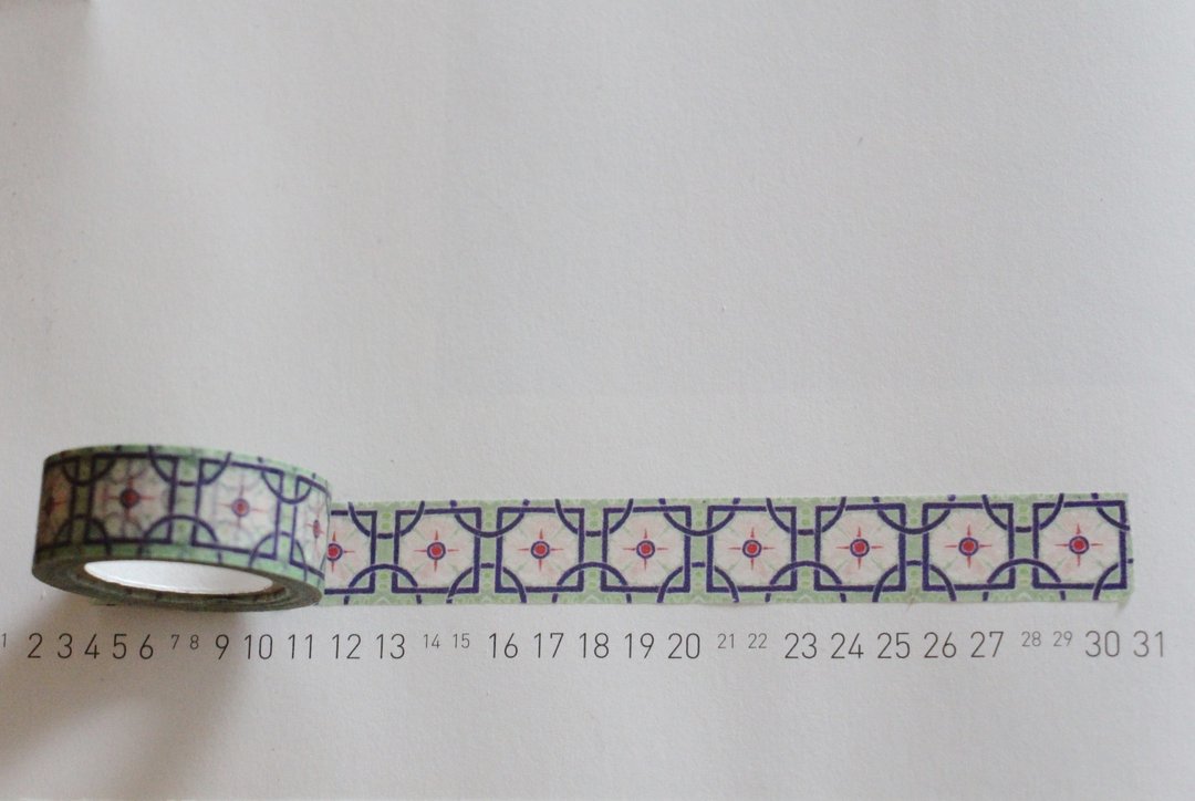 {::MAJOLICA:: FLORA MASKINGTAPE No.1-3}花砖纸胶带_绿的扶桑花 - 纸胶带 - 纸 绿色