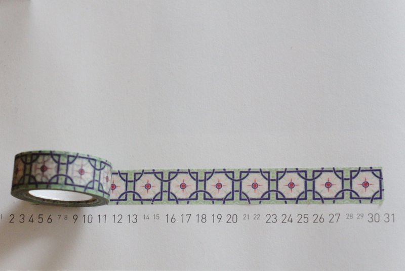 {::MAJOLICA:: FLORA MASKINGTAPE No.1-3}花砖纸胶带_绿的扶桑花 - 纸胶带 - 纸 绿色
